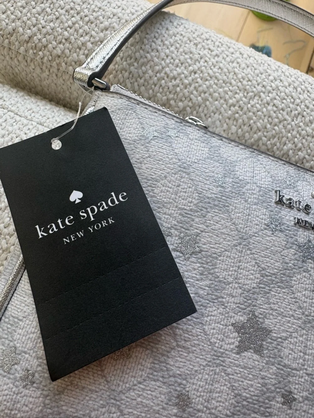 kate spade Cream Floral Monogram Shoulder Bag with Dark Brown Strap